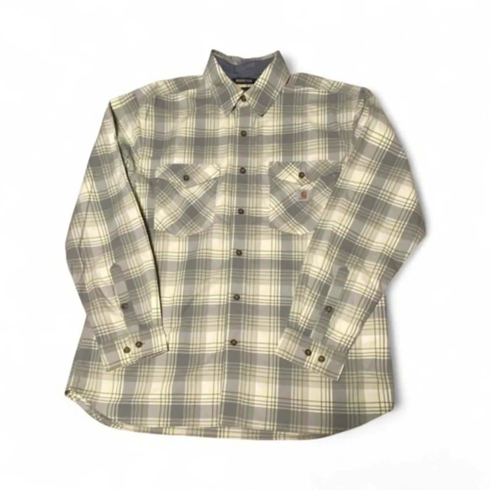 NWT MENS CARHARTT RUGGED FLEX FIT LONG SLEEVE BUTTON DOWN SIZE LARGE - Picture 2 of 8